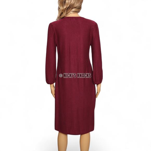 Spense Burgundy Sweater Dress L Knee-Length 3/4 Sleeve Fall Capsule Workwear - Picture 6 of 10